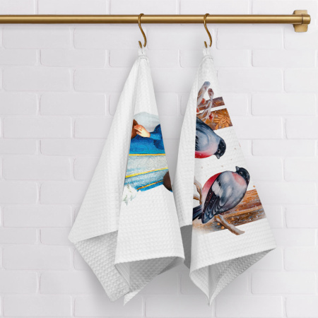 Набор полотенец вафельных Зимняя обитель "Федоскино" 40х70